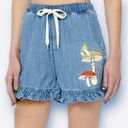 Disney Peter Pan Tinker Bell Denim Ruffle Shorts Photo 0