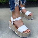 White Scalloped espadrille Wedge Size 10 Photo 1