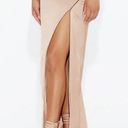 Naked Wardrobe NWOT  Satin Cream The High Gloss Slit Skirt Photo 1