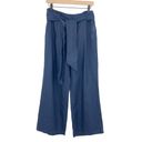 Chelsea28  navy blue 100% linen wide leg cropped belted pants size 10 NEW Photo 8