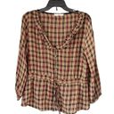 Mango 1644 MNG  Tartan Plaid Blouse Size Small Photo 1