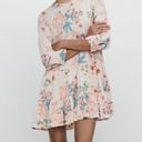 ZARA  Multicolor Floral Textured 3/4 Sleeve Tiered Flounce Hem Mini Shift Dress M Photo 1