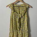 Papaya Sleeveless Yellow Floral Ruffle Neck Pleated Accent Top Photo 0