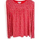 Daisy BODEN Flare Cuff Red & White Rosehip Aditya  Long Sleeve Smocked Blouse Top Photo 0