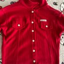 Guess Red Cropped Top Long Sleeve Button Up Shirt Women 😘 Photo 0