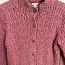 L.L.Bean Women's  Double L Mixed-Cable Knit Pink Sweater Front Cardigan Medium Photo 3