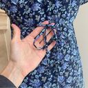 Croft & Barrow  Blue Floral Womens Size 6 Short Sleeve Empire Waist Midi Dress Photo 3