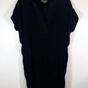 Vince  Black Viscose Dress Size S Silk V Neck Trim Shift Mini Dress Photo 0