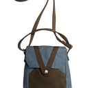 L.L.Bean  Blue Brown Canvas Small Utility Hiking Outdoor Travel Crossbody Bag Photo 0