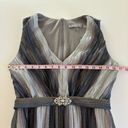 Danny & Nicole  Silver Metallic Crinkle Rhinestone Belted Gown Formal Dress Sz 6 Photo 5