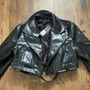 LIONESS Cropped Black Leather Jacket Photo 0