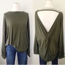 Free People Shimmy Shake Top XS Low Open Back Army Green Slouchy Dolman Boho Photo 2