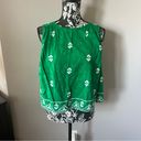 Anthropologie  Green Cropped Top Shirt Tank Sleeveless Green Embroidered 20W Photo 3