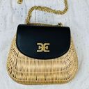 Sam Edelman Millie Basket Flap Shoulder Bag - Black / Rattan Photo 2