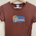 rAre Corona Las Fina Vintage Y2K Brown Blue Palm Tree Graphic Short Sleeve Tee Photo 1