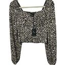 Sincerely Jules  Long Sleeve Cropped Leopard Print Top Built In Bra Sz Medium NEW Photo 0