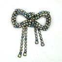 Vintage Blue 80’s  Rhinestone Cascading Bow Brooch Photo 1