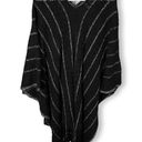 BCBG MaxAzria Fringe Tinsel Crochet Open Knit Pullover Poncho Sweater ONE SIZE Photo 0