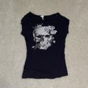 Ambiance Apparel Y2k Cyber Mallgoth Black Skull Tee Photo 1