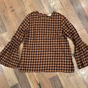 BeachLunchLounge Womens Checkerboard Brown Blouse Top Size Large Photo 0