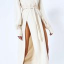 Alexis  Ivory Shey Satin Side Slits Crepe Style V-Neckline Dress size S Photo 1