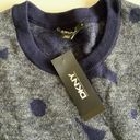 DKNY NEW  Blue Gray Wool Linen Stretch Knit Flower Print Pullover Sweater Dress Photo 2