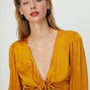 Wilfred Vivi Blouse Satin Wrap Around Jacquard Plunge Balloon Sleeve Sz Small Photo 0