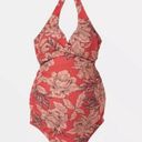 Isabel Maternity NWT  Pink Floral Halter One Piece Swimsuit Size Large Photo 0