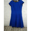 Rebecca Taylor  Dress 12 Womens Textured Cap Sleeve Tiered Fit & Flare Blue Photo 7