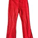 Free People  Red Wild Laces Pull-On Crop Flare Pants Photo 4