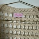 Pink Lily  Cream Long Open Knit Crochet Cardigan Size S Photo 3