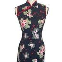 La Femme Vintage  Midi Black and Red Qipao Style Cherry Blossom Dress Size 6 Photo 0