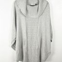 CAbi  Glacier Gray Cowl Neck Pocket Cable Knit Poncho Sweater #3003, Size Large Photo 0