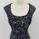 Sue Wong  Sheath Dress Ribbon Soutache Floral Pattern Scoop Neck Black White 0 Photo 2