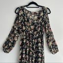 Mystic  Black Floral Sheer Overlay Long Sleeve Cottagecore Maxi Dress M Photo 2