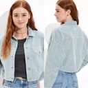 American Eagle  Bomber Cropped Corduroy Light Blue Cotton Jacket Sz S Photo 1