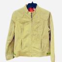 Ruff Hewn Lime Green Suede Leather Jacket Moto Biker L Photo 1