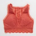 Aerie Coral Orange Lace Racerback Scallop Hem Bralette  Photo 0