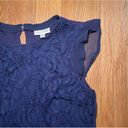 Maison Jules  Navy Lace Tank Sheer Cap Sleeves M Photo 4