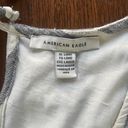 American Eagle  Navy and White Striped Criss Cross  Wrap Romper XL v neck Photo 2