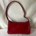 Vintage Y2K Leather Baguette Bag Purse Zip Closure Minimalist Cherry Red Photo 3