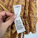 Lucky Brand  Blouse Gold Ditsy Floral Pattern Faux Wrap 3/4 Sleeve Boho Top Large Photo 6