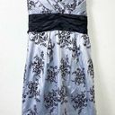 Trixxi  Silver & Black Floral Satin Tie Waist Strapless Formal Dress Size 11/12 Photo 0