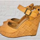 Frye Womens 10M Corrina Leather Brown Strappy Woven Wedge Sandals Braided Strap Photo 4