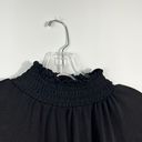 Adrianna Papell Black Crepe Lightweight High Neck Long Sleeve Blouse Small S Photo 1