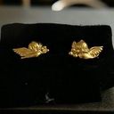  BLUE Bird Snow White Post Earrings SIGNED DISNEY GOLD TONE PETITE Photo 0