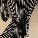 Forever 21 Black and White Striped off the Shoulder Romper Photo 1