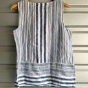 J.Jill  Tank Womens Size Small Linen Striped Blue Boxy Lagenlook Boho Minimalist Photo 7