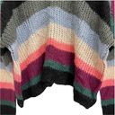 Elan  Sweater Pullover V Neck Stripe Multi Color Cozy Comfy Size Large Photo 3