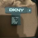 DKNY  100% Silk Dark Brown Collar Button Front Long Sleeve Blouse Top Size 6 Photo 5